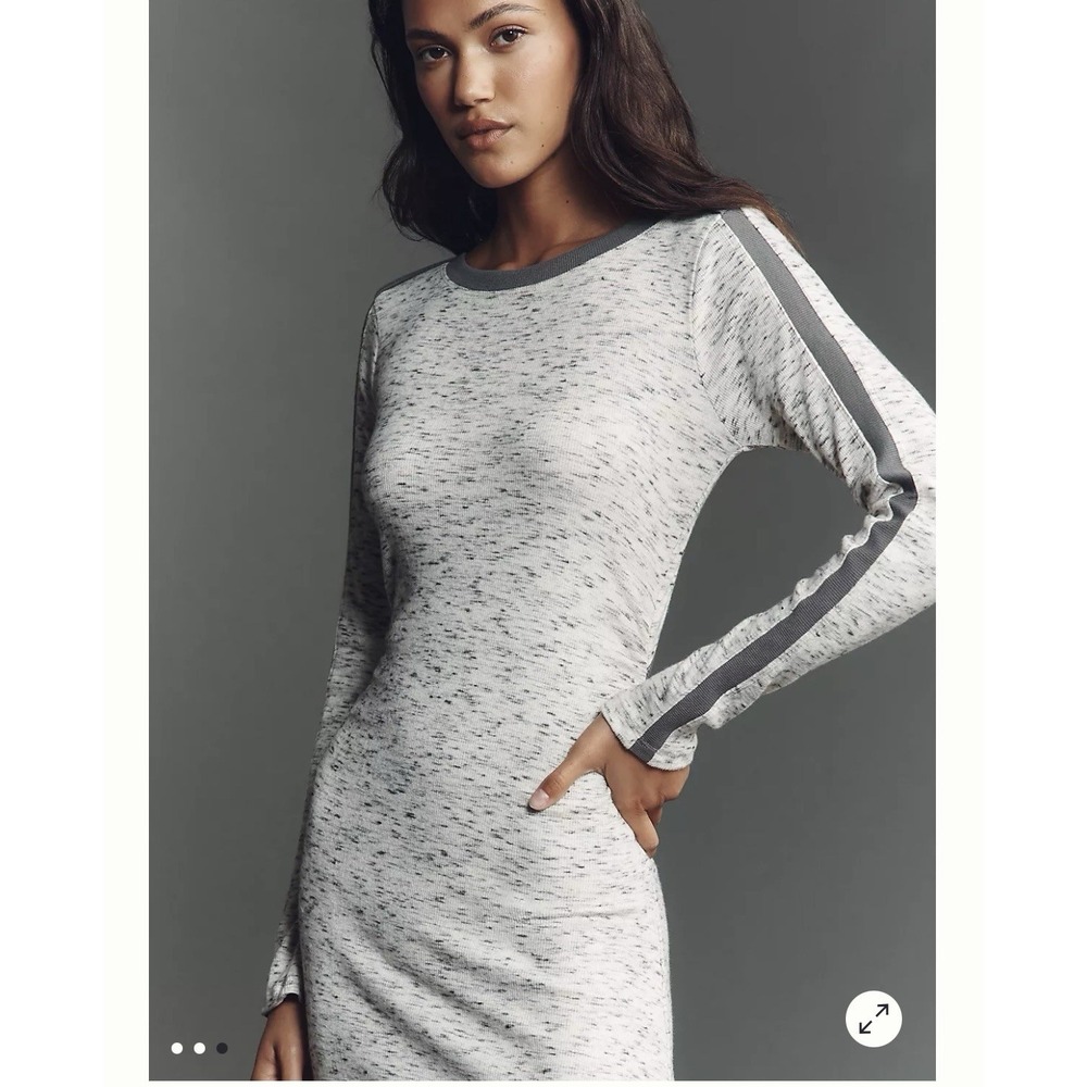 NWT Anthropologie Daily Practice Long Sleeve Fitted Maxi Dress Womens Large Gray